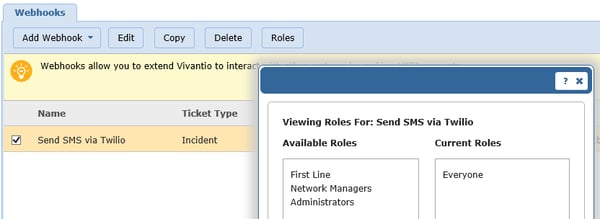 Vivantio SMS viewing roles