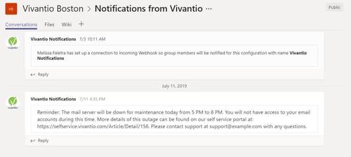 screenshot of notification message from vivantio 2