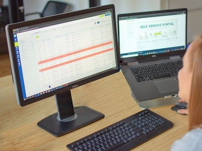 Computer monitor showing the vivantio self-service portal